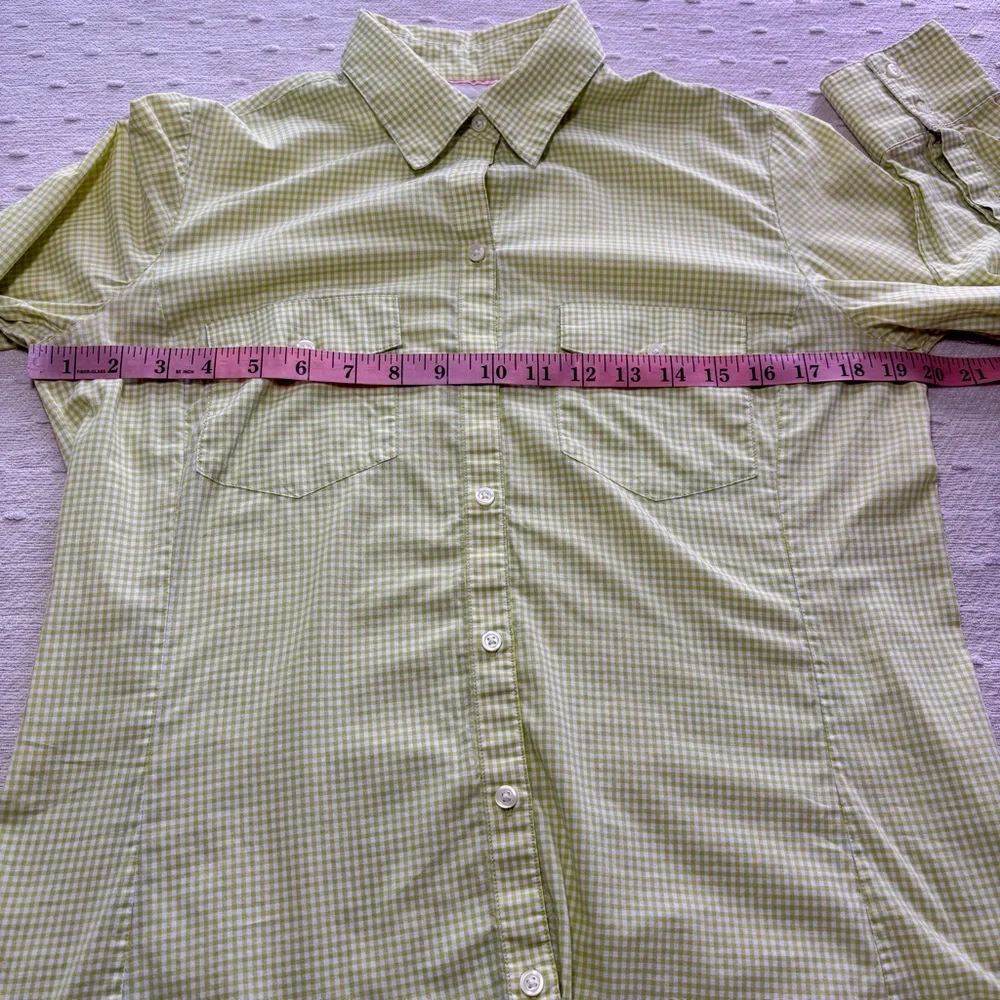 Banana Republic Soft Wash Shirt Women's Green White Gingham‎ Plaid Cotton Size M